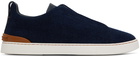 ZEGNA Blue Triple Stitch Sneakers