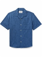 Corridor - Camp-Collar Floral-Jacquard Cotton Shirt - Blue