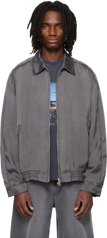 Photo: Solid Homme Gray Washed Cupro Blouson Jacket