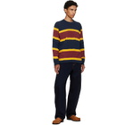 sacai Navy & Burgundy Chusen-Dyed Cotton Jersey T-shirt