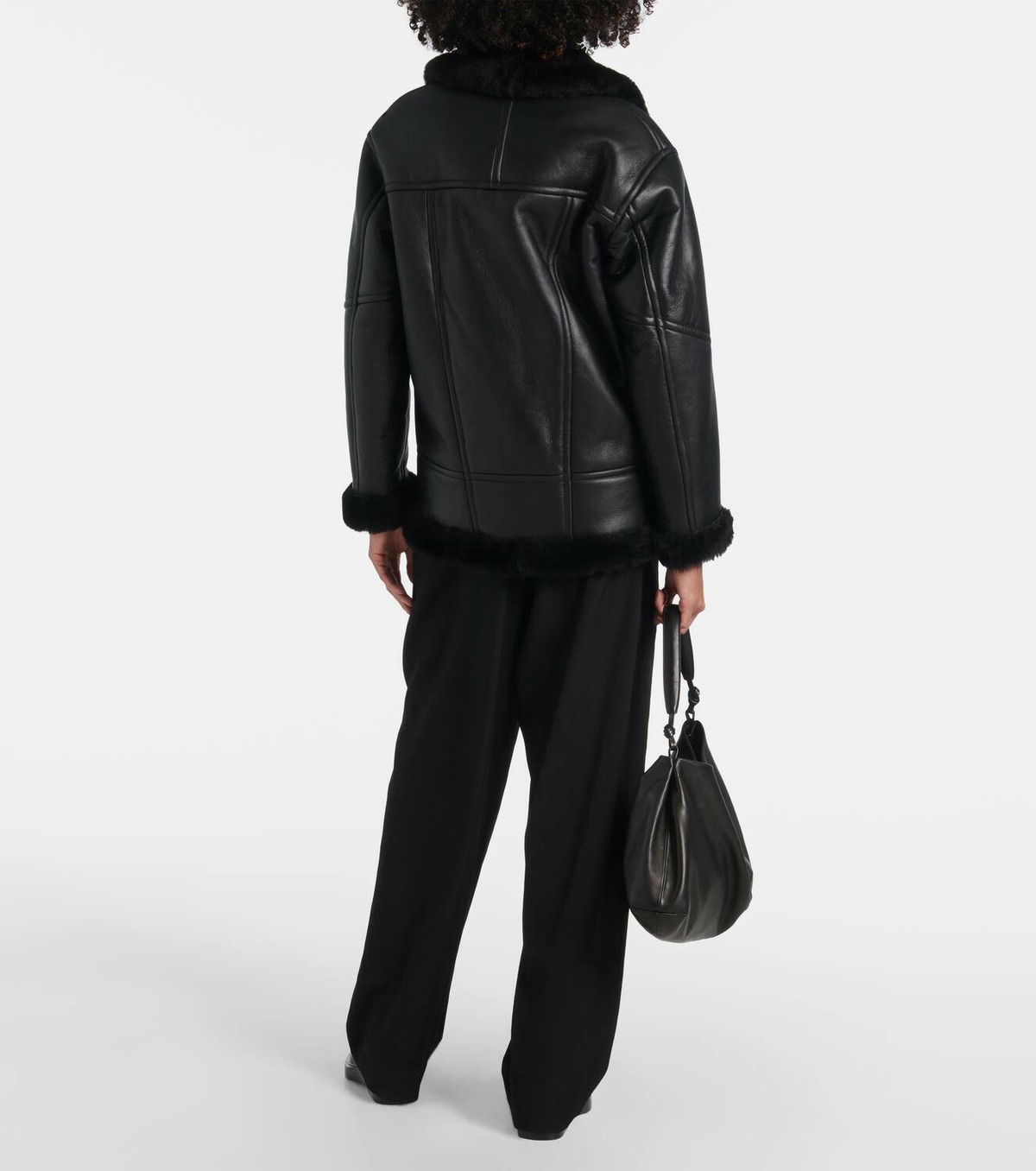 Blancha Shearling-trimmed leather jacket