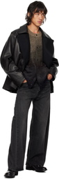 stein Black Short Bonded Reversible Leather Jacket