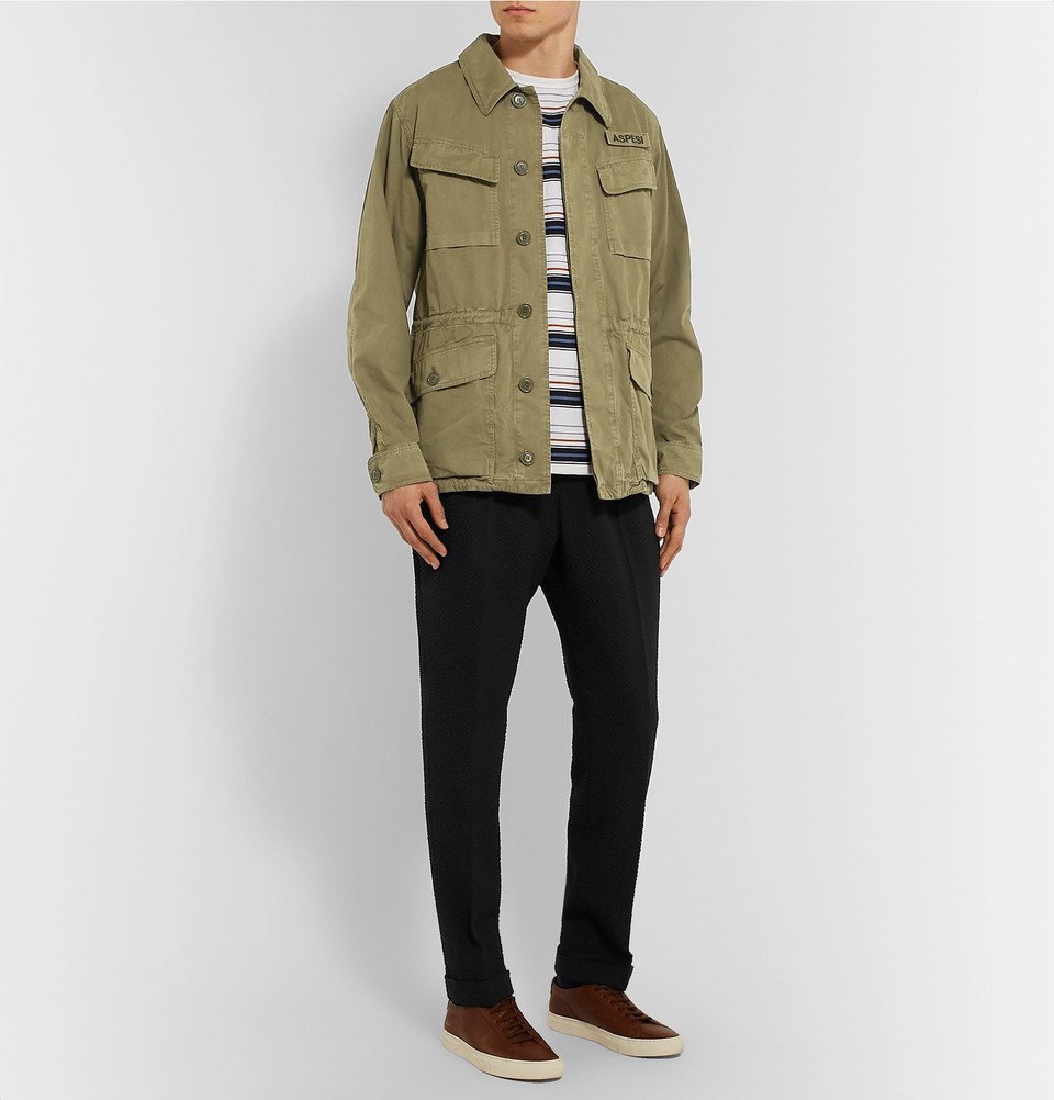 Aspesi - Logo-Appliquéd Cotton-Twill Field Jacket - Green Aspesi