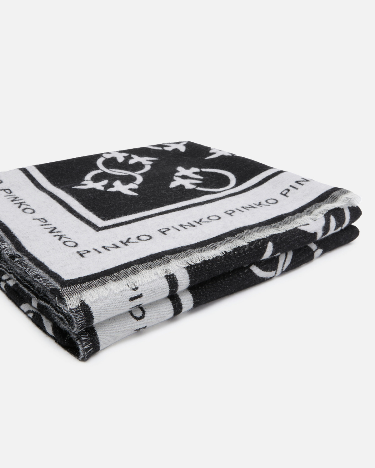 Pinko Jacquard Cape With Monogram Logo Black/Cream