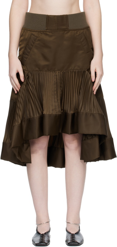 Photo: sacai Brown Nylon Twill Midi Skirt