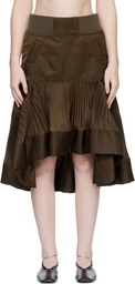 sacai Brown Nylon Twill Midi Skirt