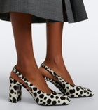 Prada Cow-print calf hair slingback pumps