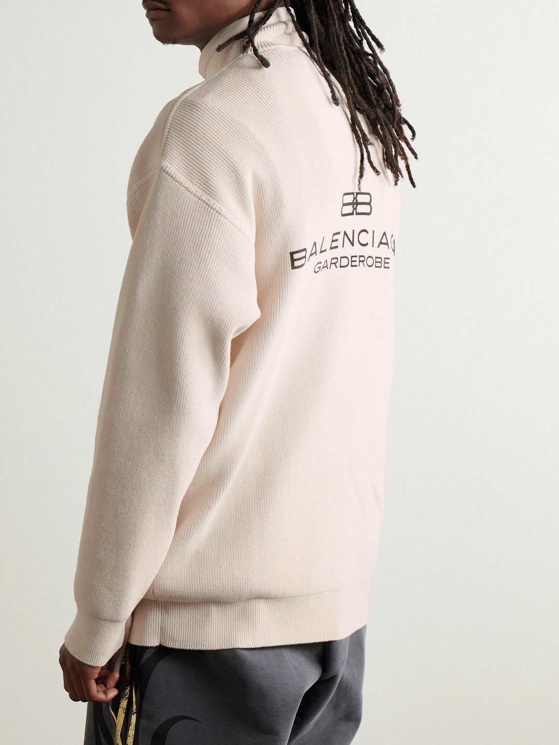 Balenciaga - Intertwined Oversized Logo-Print Ribbed Cotton