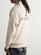 Balenciaga - Intertwined Oversized Logo-Print Ribbed Cotton-Blend Half-Zip Sweater - Neutrals
