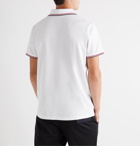 Moncler - Contrast-Tipped Cotton-Piqué Polo Shirt - White