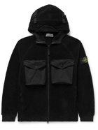 Stone Island - Logo-Appliquéd Shell-Trimmed Fleece Hooded Jacket - Black