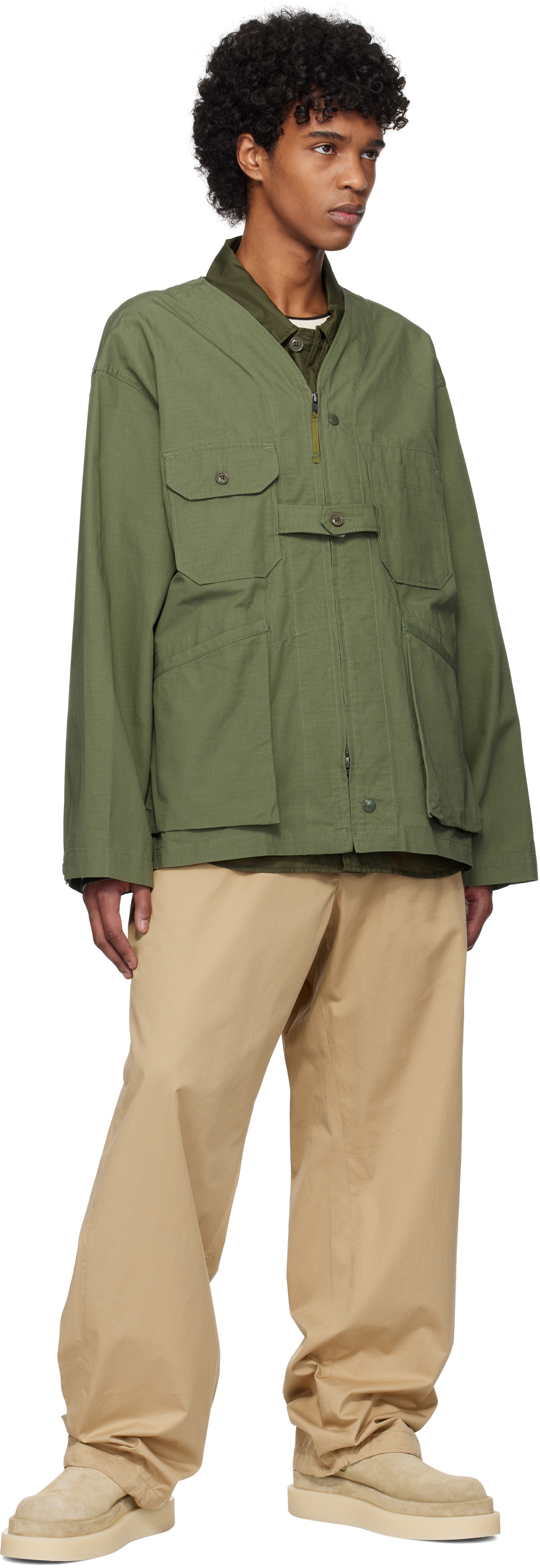 Engineered Garments Khaki Cardigan Jacket Engineered Garments