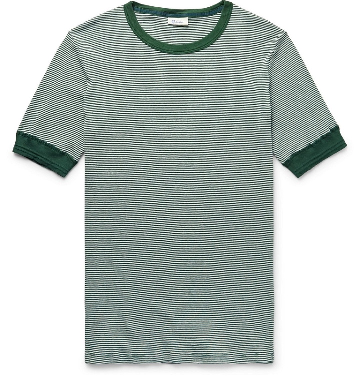 Photo: Schiesser - Karl-Heinz Slim-Fit Striped Cotton-Jersey T-Shirt - Green