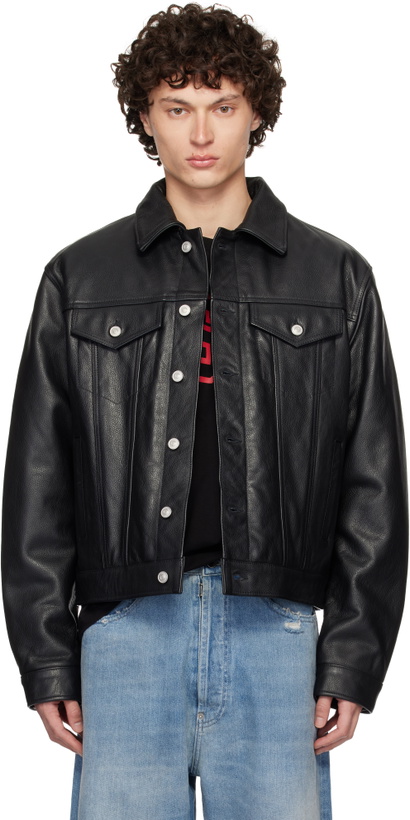 Photo: 1017 ALYX 9SM Black Grain Leather Trucker Jacket