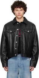 1017 ALYX 9SM Black Grain Leather Trucker Jacket