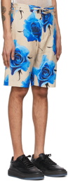 Paul Smith Blue & Beige Linen Monarch Rose Shorts