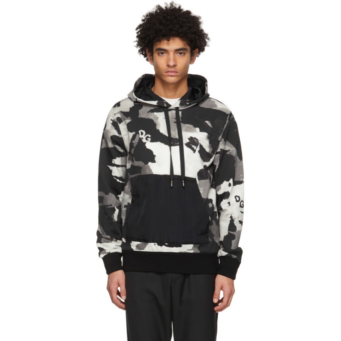 Photo: Dolce and Gabbana Black Camouflage-Print Patch Hoodie