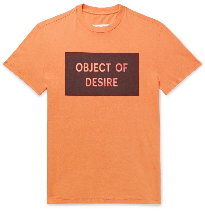 Photo: Maison Margiela - Printed Cotton-Jersey T-Shirt - Men - Orange
