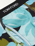 TOM FORD - Floral-Print Stretch-Cotton Boxer Briefs - Blue
