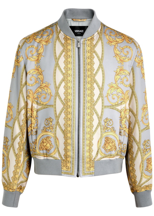 Photo: Versace Printed Padded Satin Bomber Jacket Gold