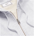 AMI - The Smiley Company Logo-Appliquéd Mélange Loopback Cotton-Jersey Zip-Up Hoodie - Gray