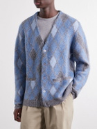 NN07 - Chris 60077 Argyle-Jacquard Cardigan - Blue