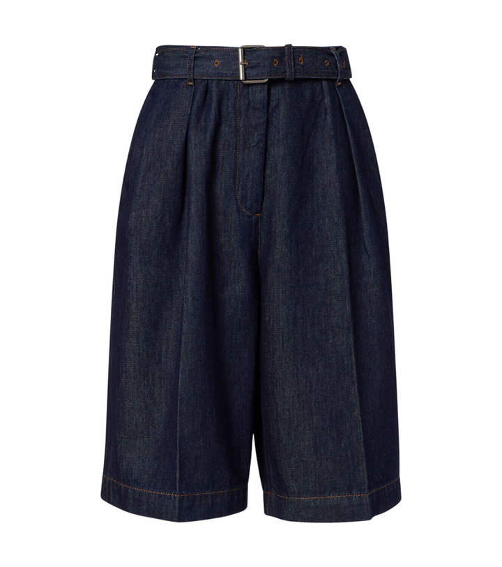Photo: Dries Van Noten Pleated denim shorts
