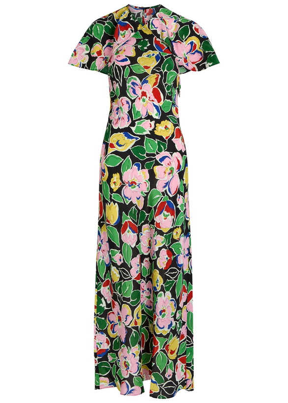 Rixo Hayley Floral-print Silk Midi Dress Yellow Rixo