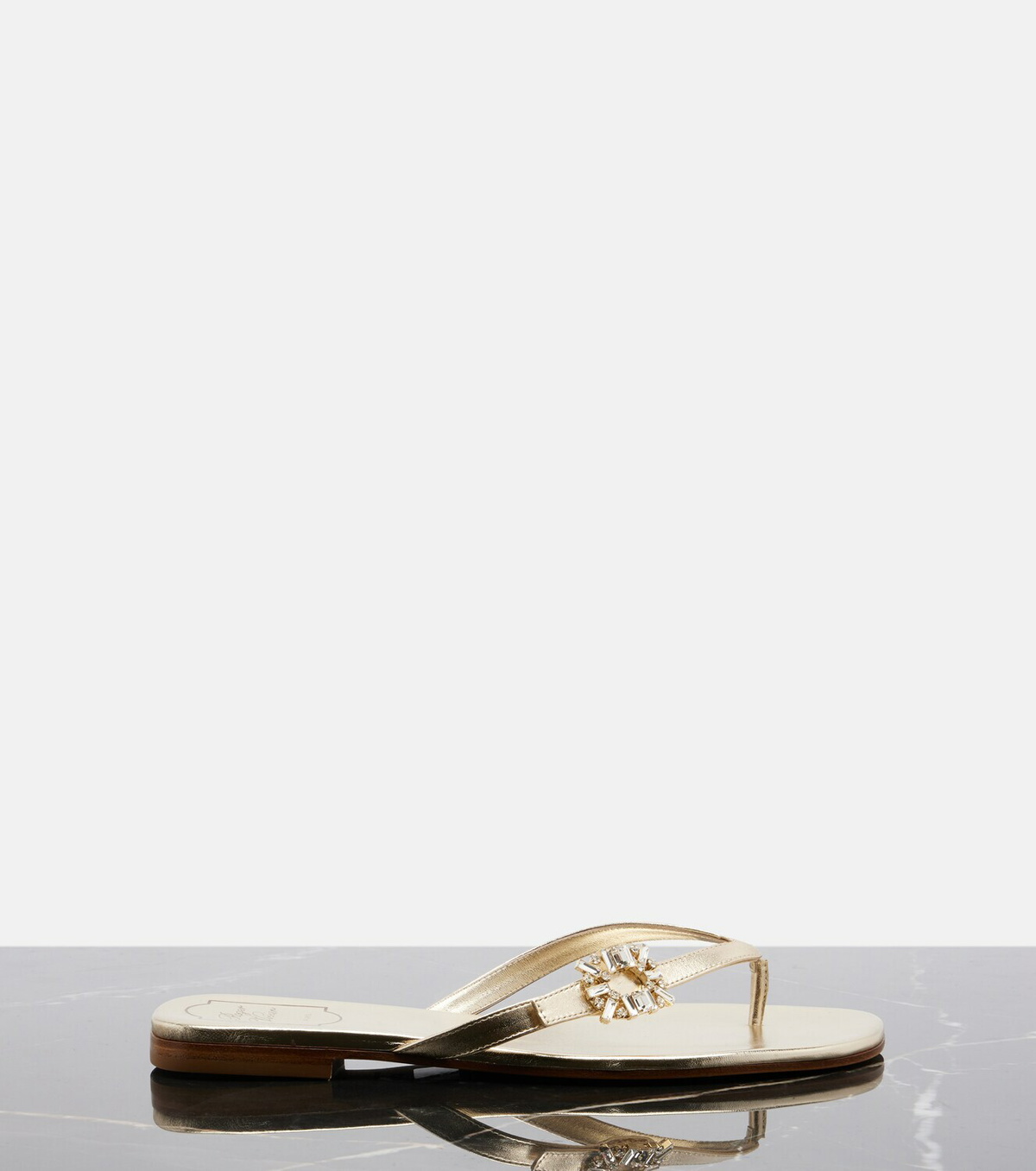 Roger Vivier Embellished metallic leather thong sandals
