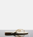 Roger Vivier Embellished metallic leather thong sandals