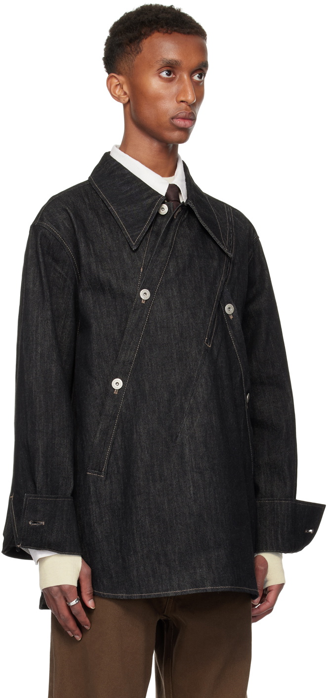 NULLUS SSENSE Exclusive Black Selvedge Denim Overall Shirt NULLUS