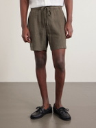 James Perse - Straight-Leg Garment-Dyed Linen Drawstring Shorts - Green