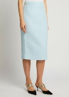 Roland Mouret Tweed Midi Skirt Light Blue