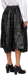 Comme des Garçons Black Enamel Embossed Pattern Midi Skirt