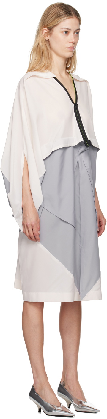 132 5. ISSEY MIYAKE Gray & Off-White Convex Midi Dress