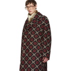 Gucci Black and Red GG Diamond Coat