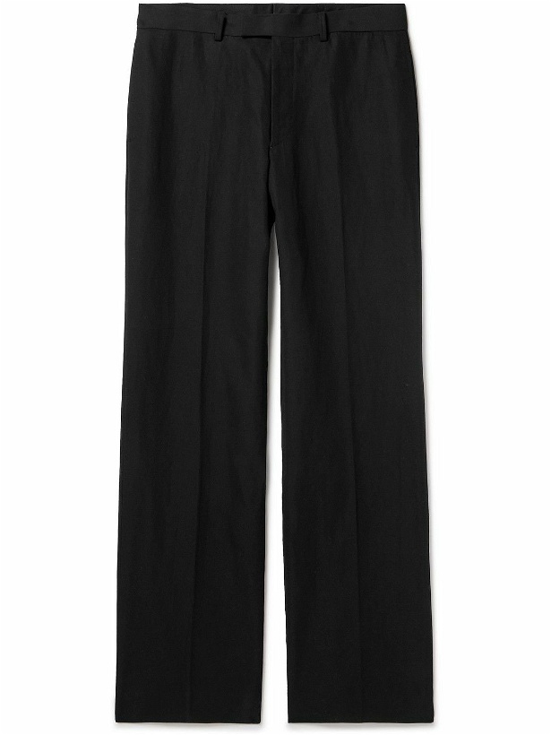Photo: Auralee - Straight-Leg Cotton and Linen-Blend Twill Trousers - Black