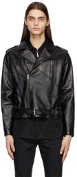 Saint Laurent Black Motorcycle Studded Leather Jacket