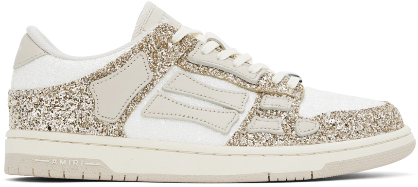 AMIRI White & Gold Skel Top Low Sneakers Amiri