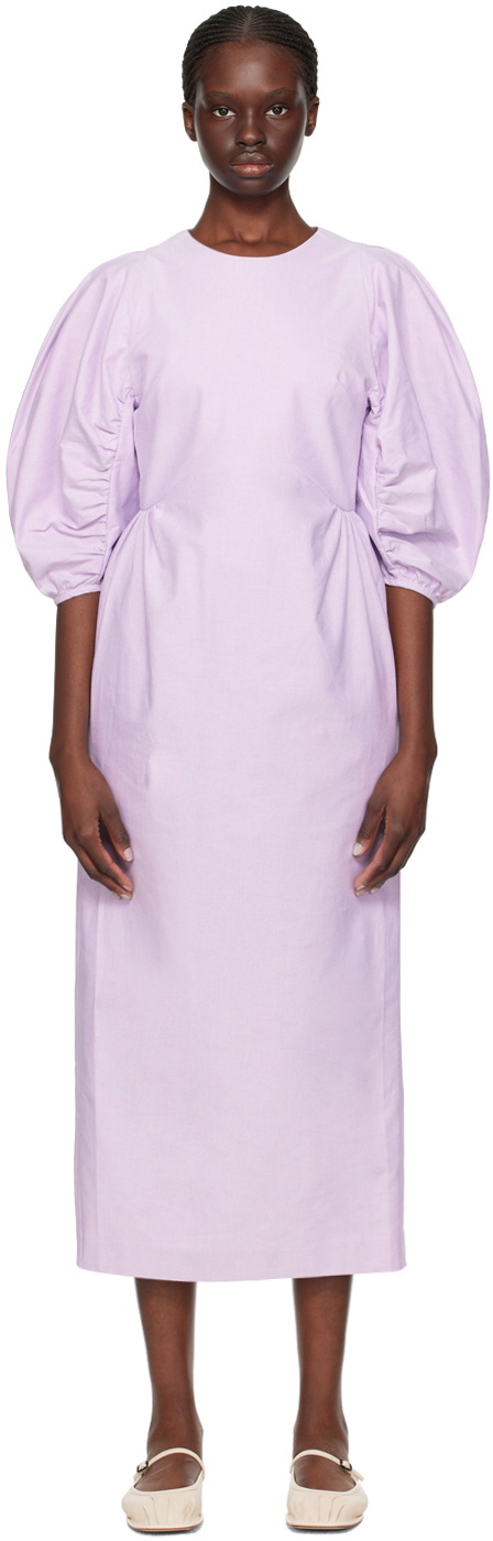 Kika Vargas Purple Bessie Midi Dress
