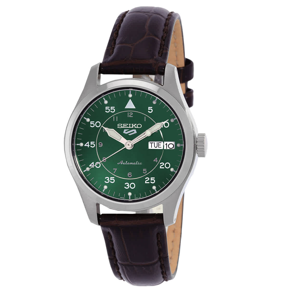 Seiko 5 Sports Automatic Green Dial Silver Steel Strap Watch for Men - SRPL57K1