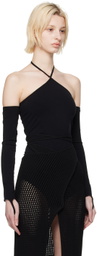 ANDREĀDAMO Black Halter Bodysuit