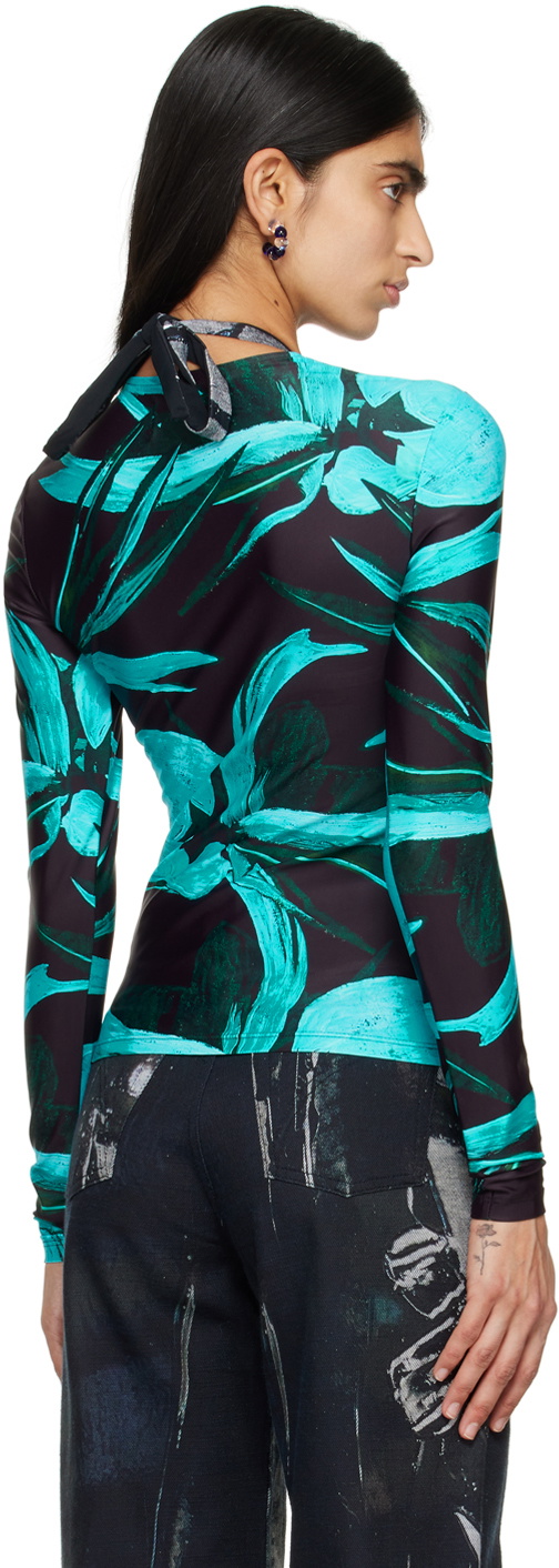 Louisa Ballou Black & Blue Printed Long Sleeve T-Shirt