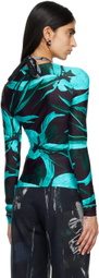 Louisa Ballou Black & Blue Printed Long Sleeve T-Shirt