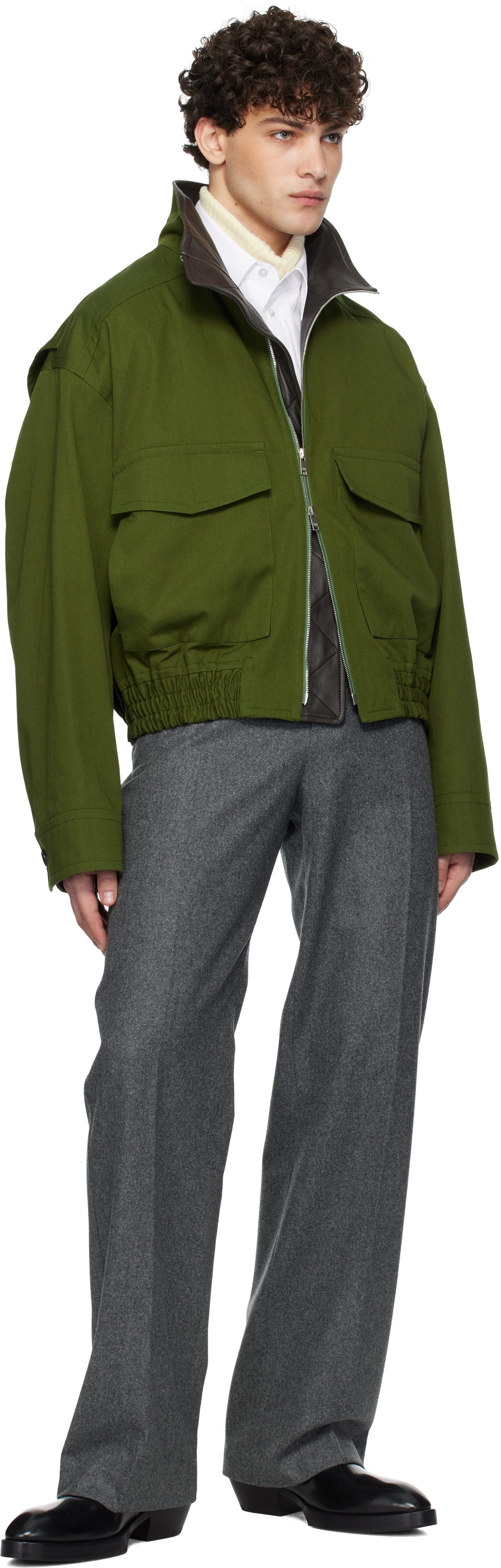 Bottega Veneta Green Cotton Twill Jacket Bottega Veneta