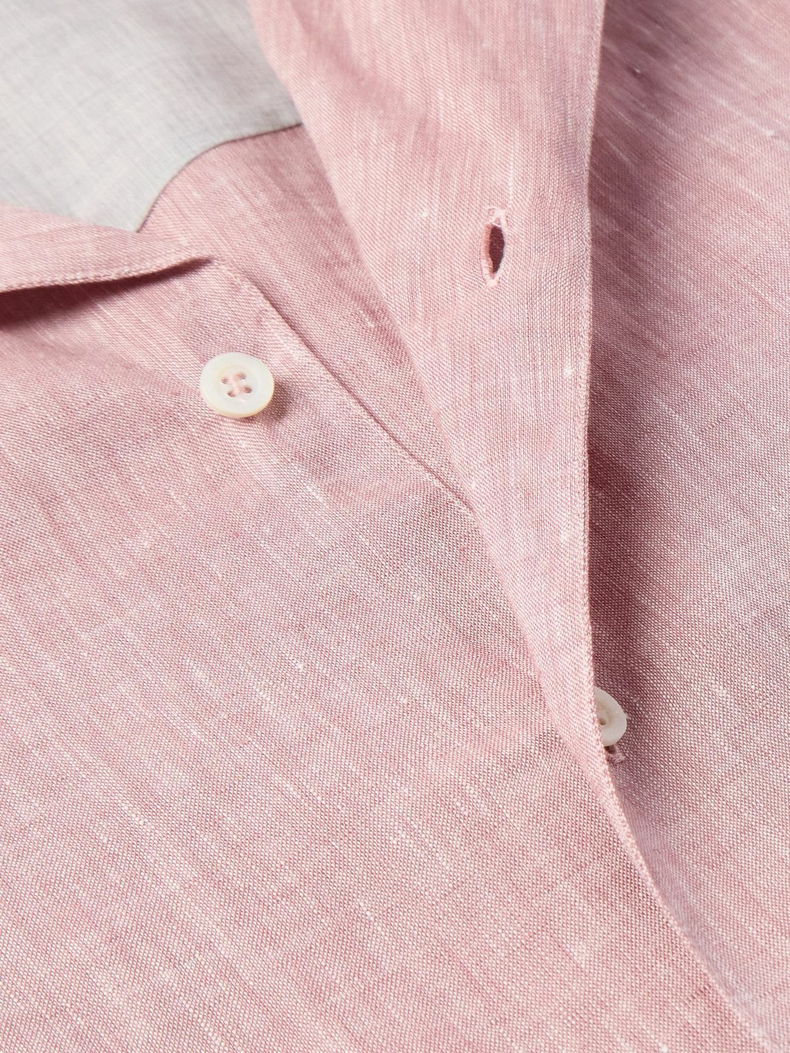 Brunello Cucinelli - Camp-Collar Linen Shirt - Pink