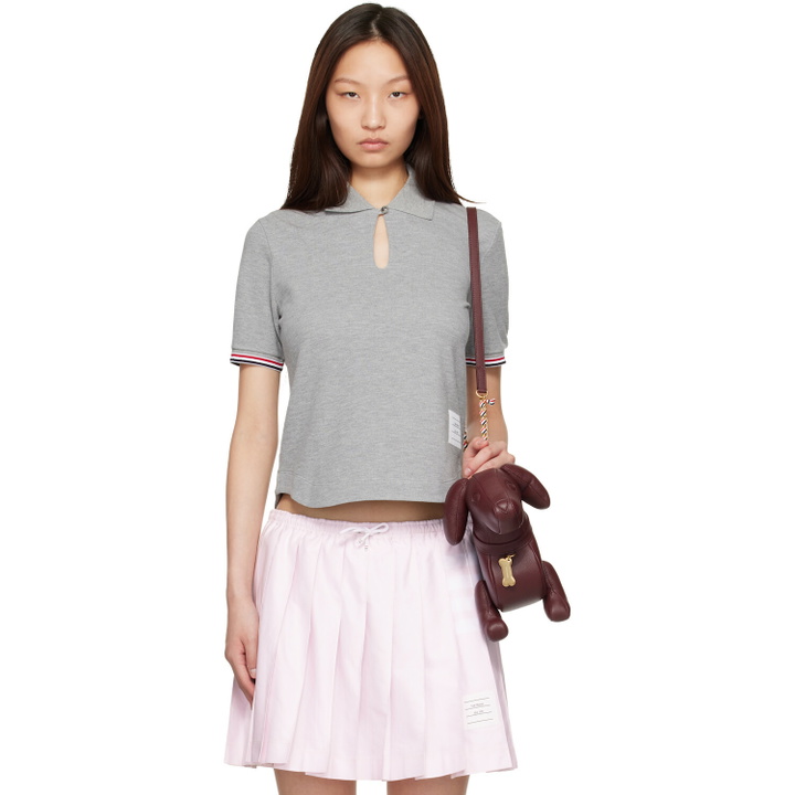 Photo: Thom Browne Gray Pique Keyhole Polo