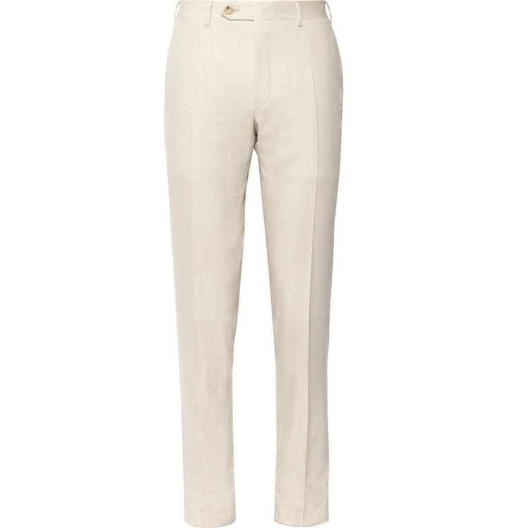 Photo: Canali - Beige Kei Slim-Fit Linen and Wool-Blend Suit Trousers - Beige