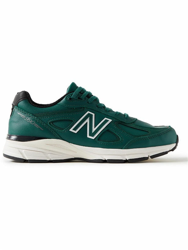 Photo: New Balance - 990v4 Leather Sneakers - Green