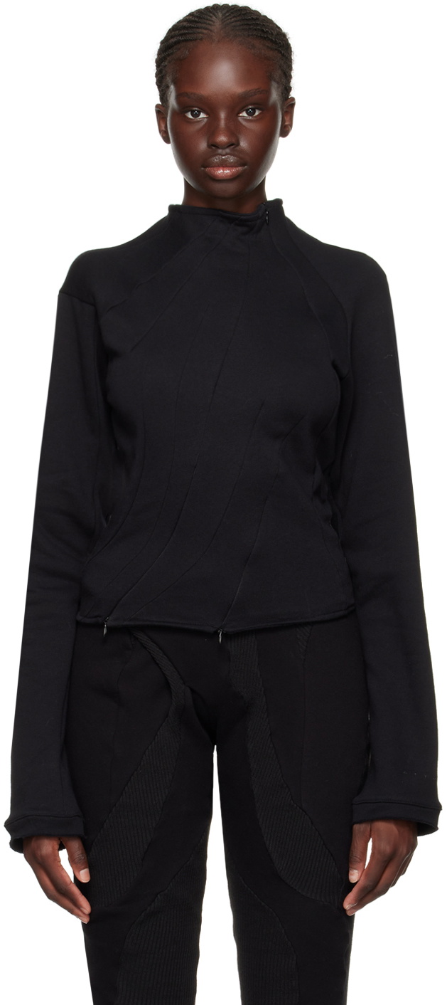 Ottolinger Black Drape Crewneck Sweatshirt Ottolinger